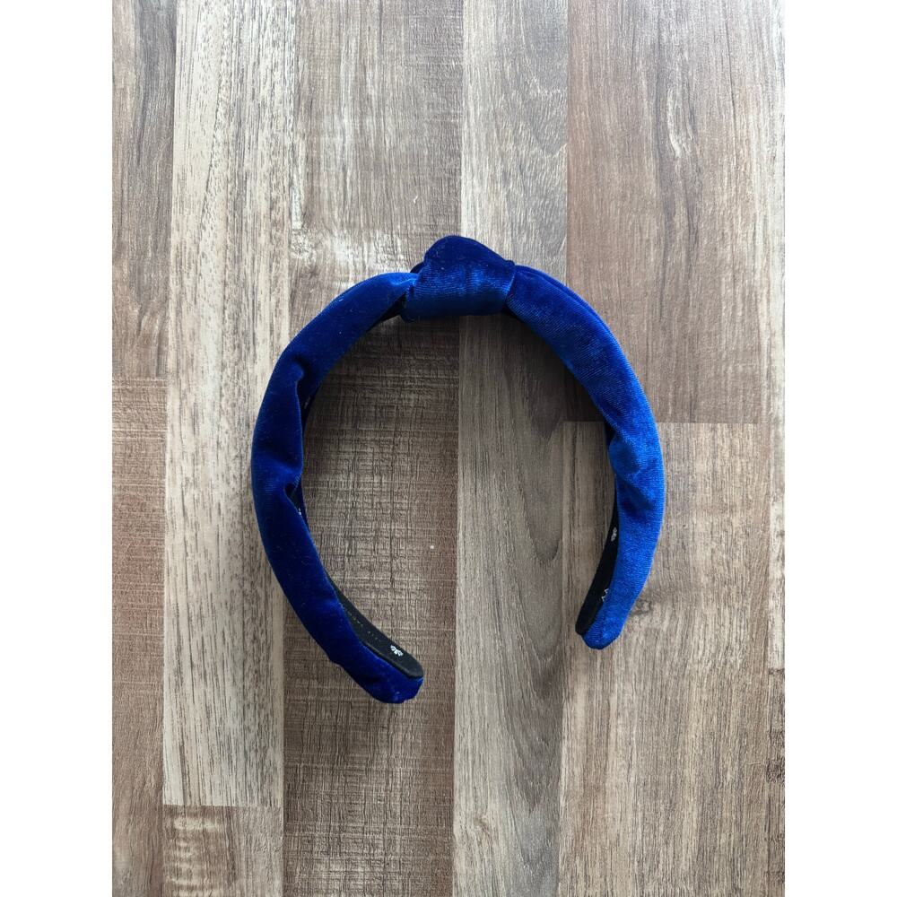 KATIENYC Lele Sadoughi Navy Velvet Knotted Headband - Picture 3 of 4